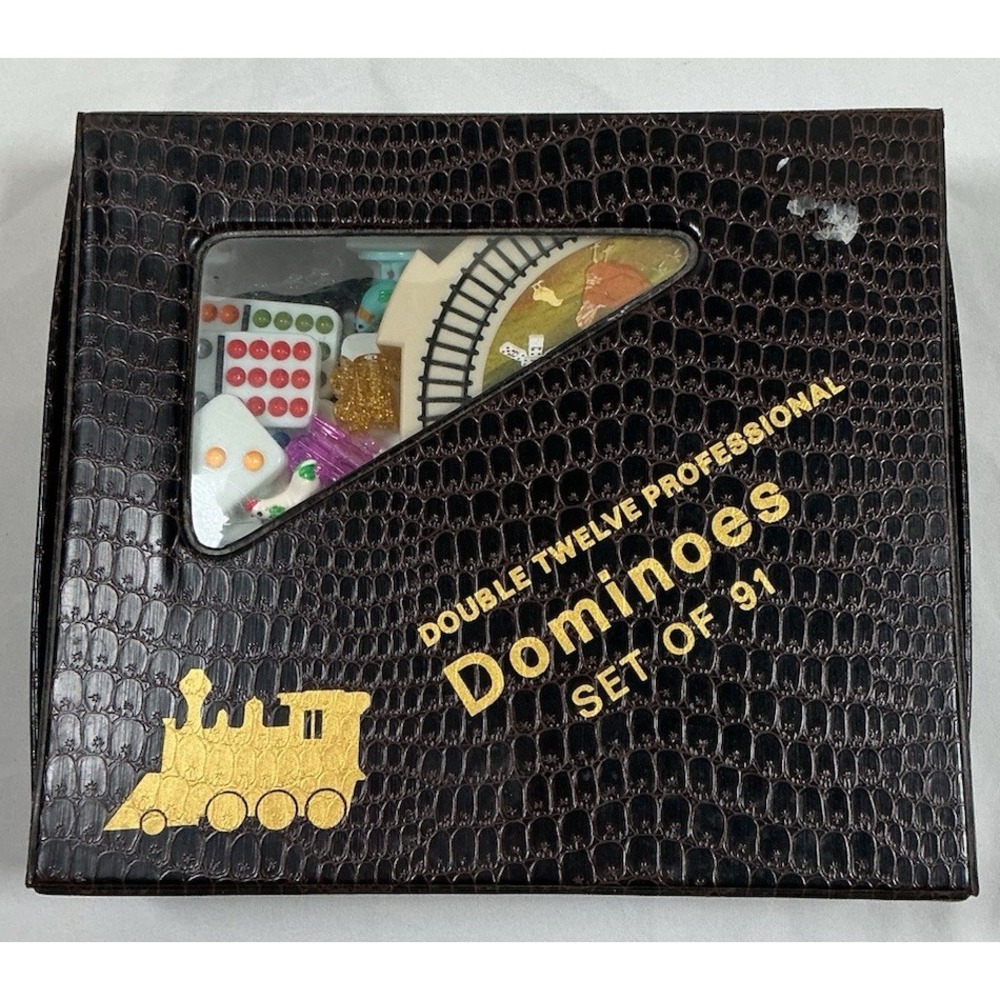 CHH Double 12 Mexican Train Chicken Dominoes Set 91 Tiles Trains Case Complete